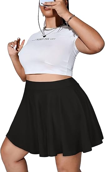 Plus Size Skirts for Women Summer Pleated Mini Skirt Casual Flowy High Waisted Womens Short Skirts
